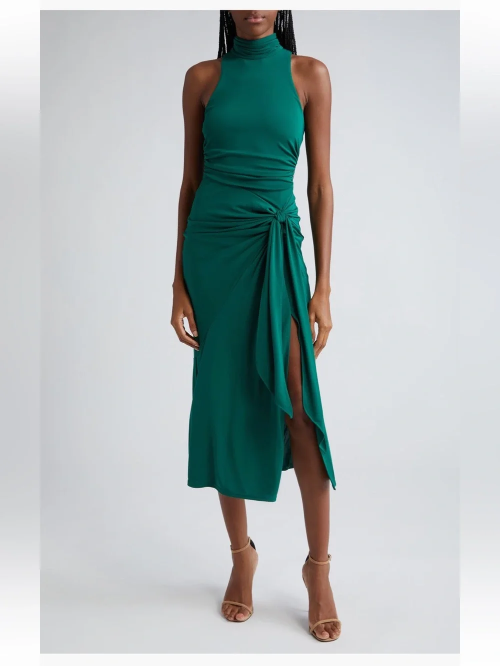 Cing à Sept Rori Sleeveless Turtleneck Midi Dress Malachite Green size 12 NWT